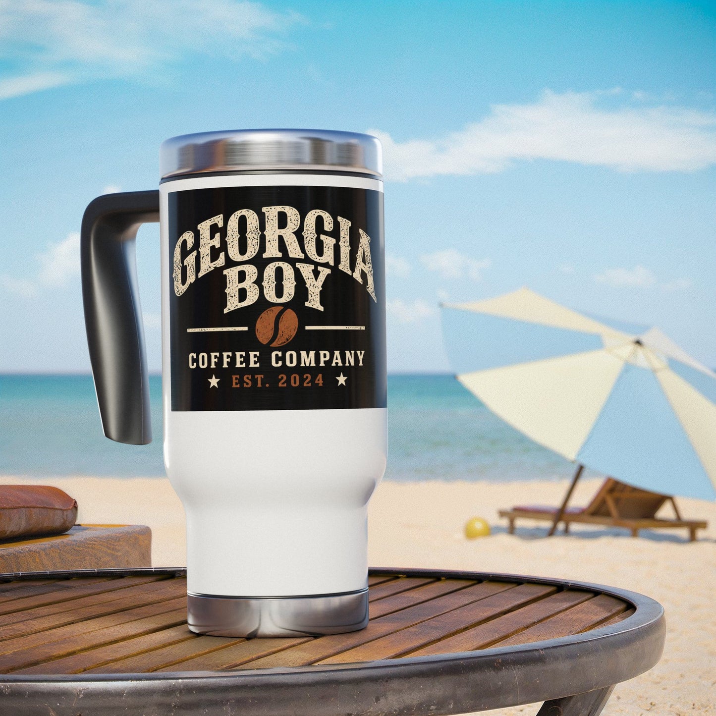 GBC 14oz Stainless Travel Mug with Handle +Shipping cost