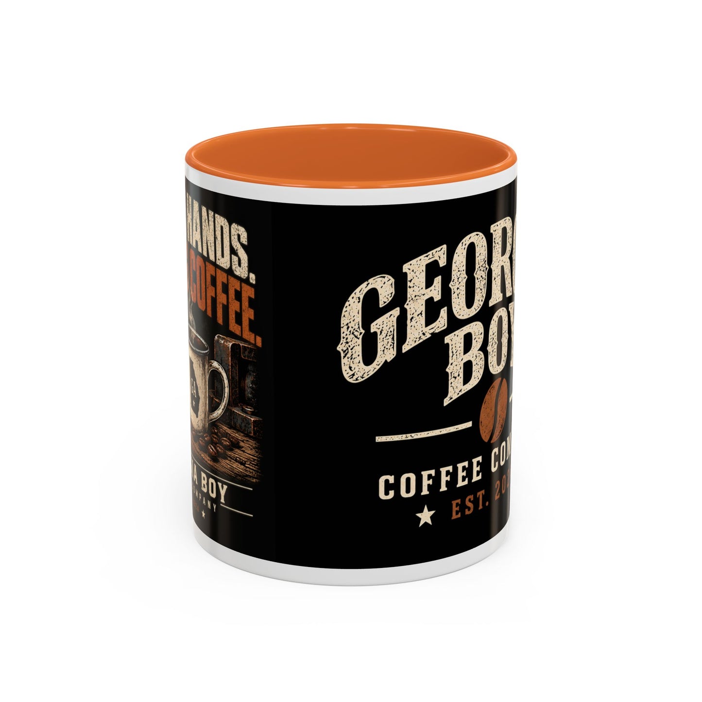 Georgia Boy Coffee Co. Two-Tone Accent Mug — Vintage Coffee Lover Gift (11oz)+ Shipping cost