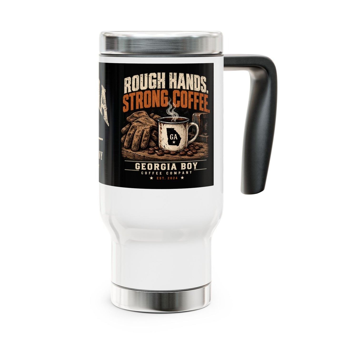 GBC 14oz Stainless Travel Mug with Handle +Shipping cost