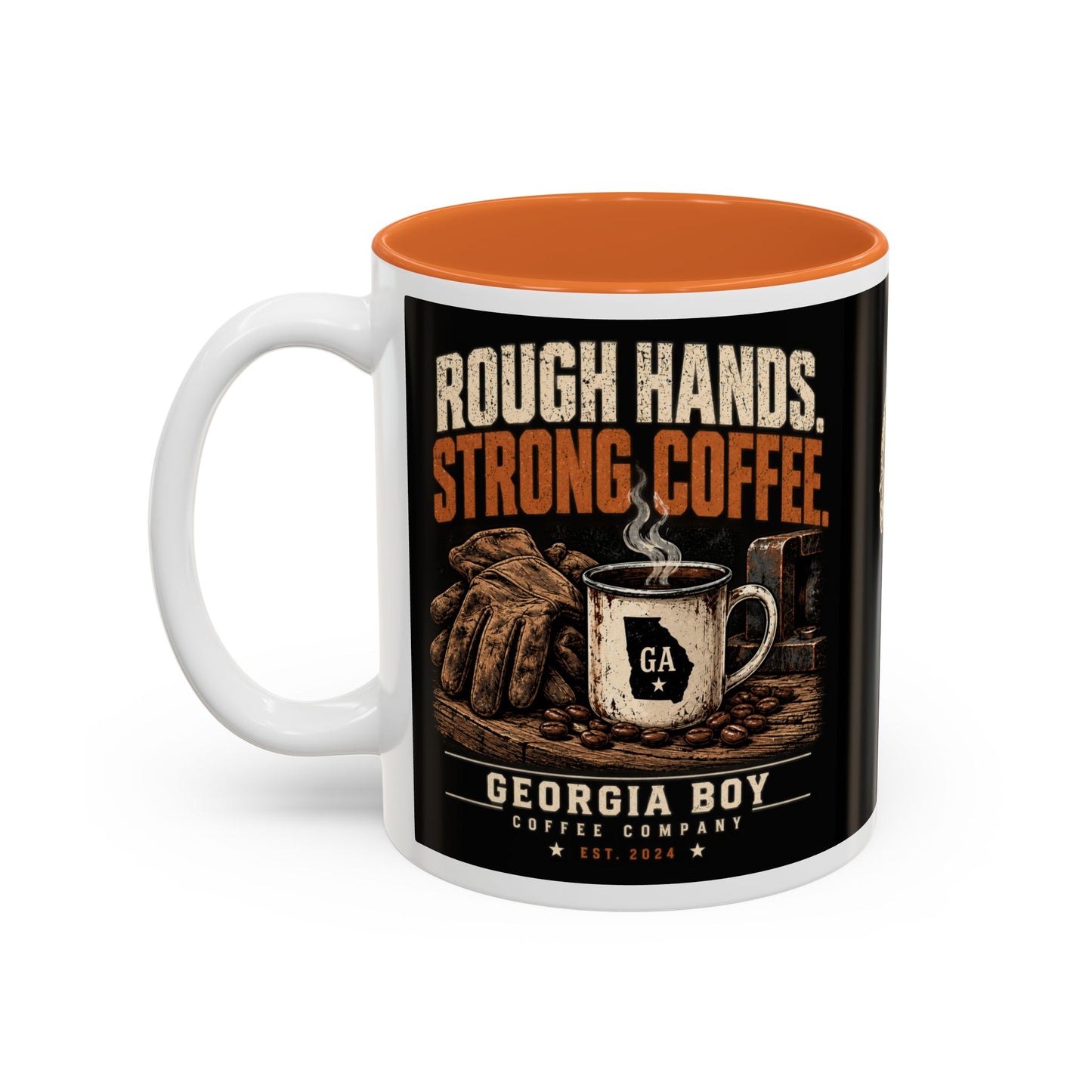 Georgia Boy Coffee Co. Two-Tone Accent Mug — Vintage Coffee Lover Gift (11oz)+ Shipping cost