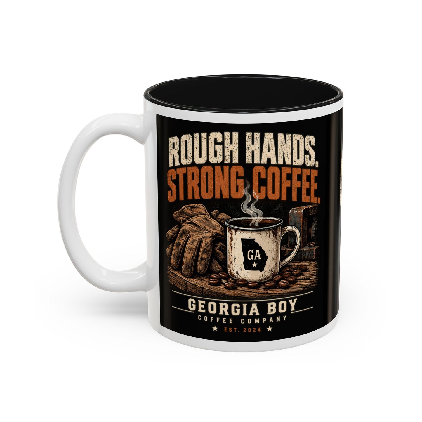 Georgia Boy Coffee Co. Two-Tone Accent Mug — Vintage Coffee Lover Gift (11oz)+ Shipping cost